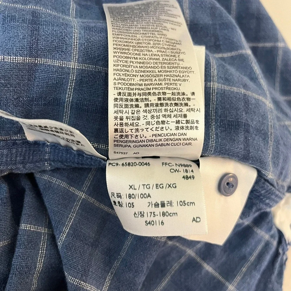 Levis Mens Blue Windowpane Plaid Button Down Shirt Standard Fit XL